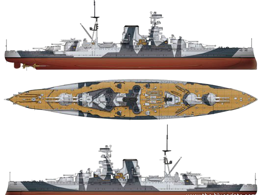HMS Barham [Battleship] (1941) - drawings, dimensions, pictures